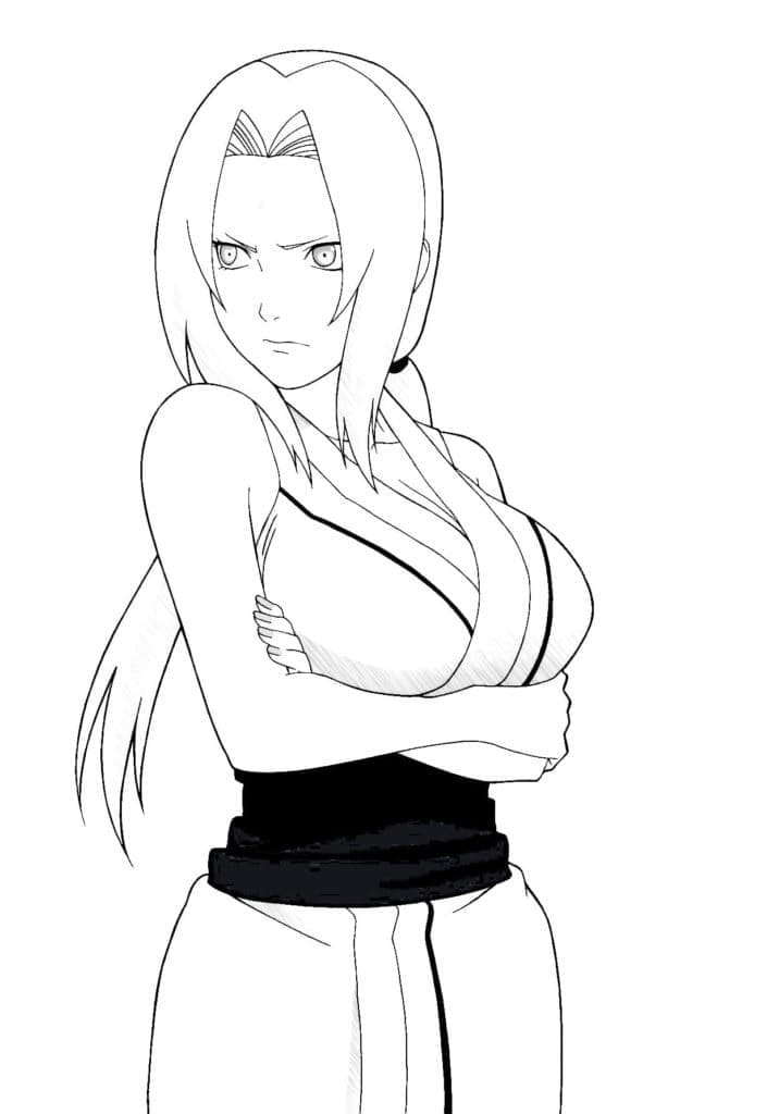 Desenho deTsunade Infeliz para colorir