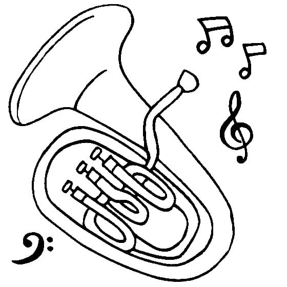 Desenho deTuba Instrumento Musical para colorir