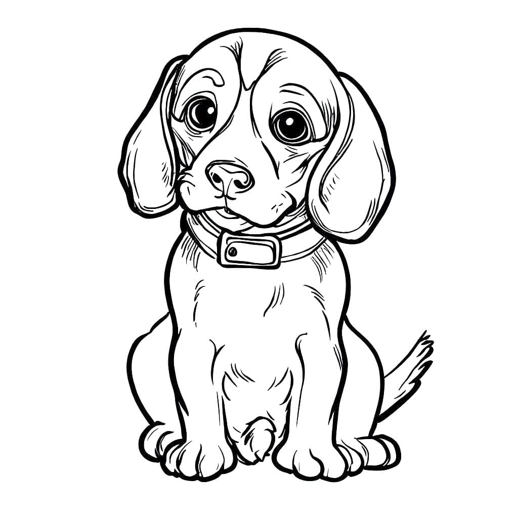 Desenho deUm Cachorro Beagle Fofo para colorir