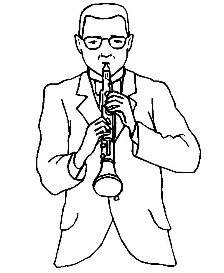 Desenho deUm Clarinetista para colorir