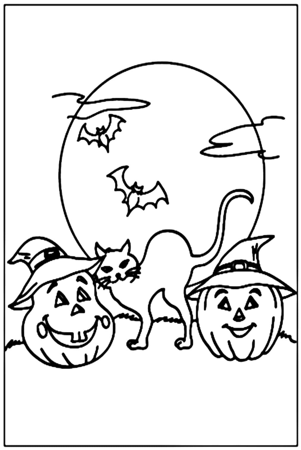 Desenhos de Gatos de Halloween para colorir