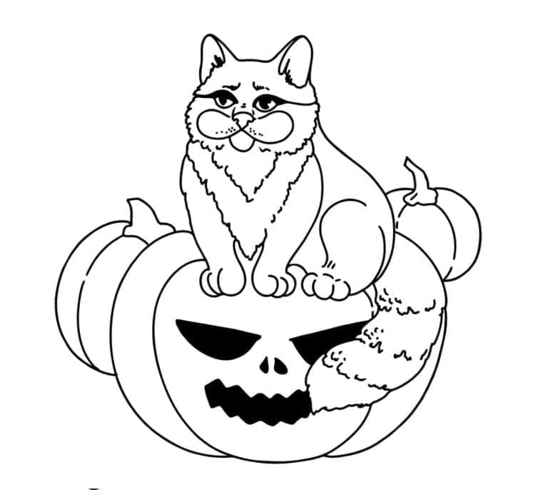 Desenho deUm Gato Engraçado de Halloween para colorir