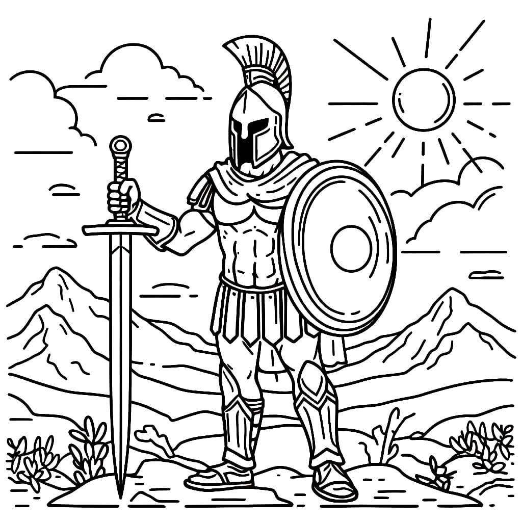 Desenho deUm Gladiador para colorir