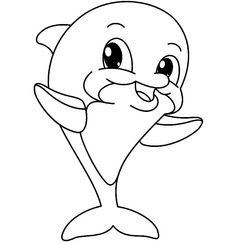 Desenho deUm Golfinho Muito Fofo para colorir