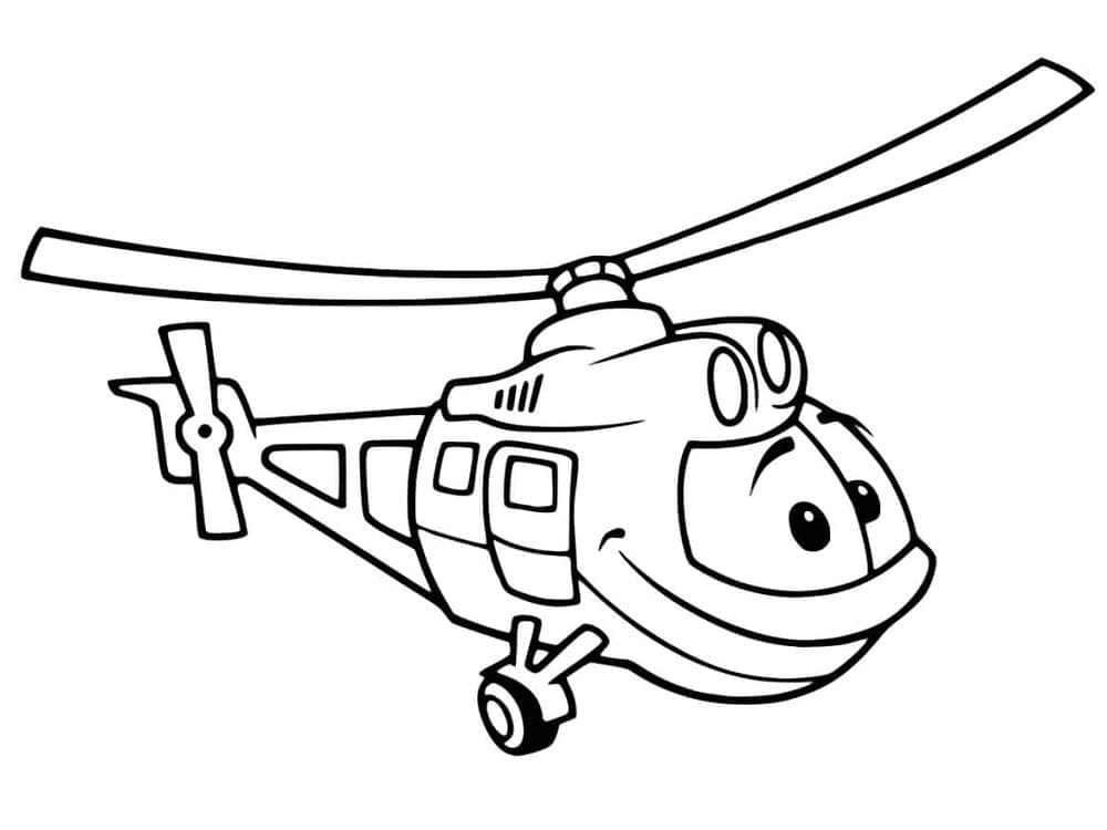 Desenho deUm Helicóptero de Desenho Animado para colorir