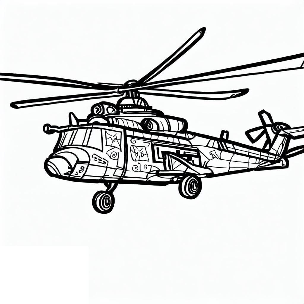 Desenho de Um Helicóptero do Exército para colorir