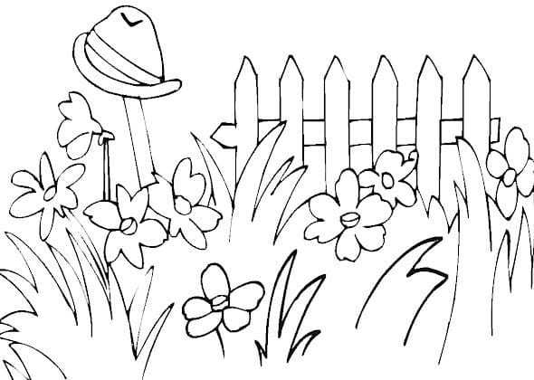 Desenho deUm Jardim de Flores para colorir