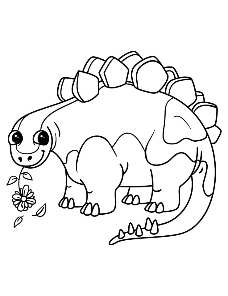 Desenho deUm Lindo Dinossauro Estegossauro para colorir