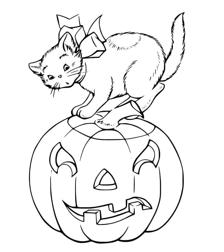 Desenho deUm Lindo Gato de Halloween para colorir