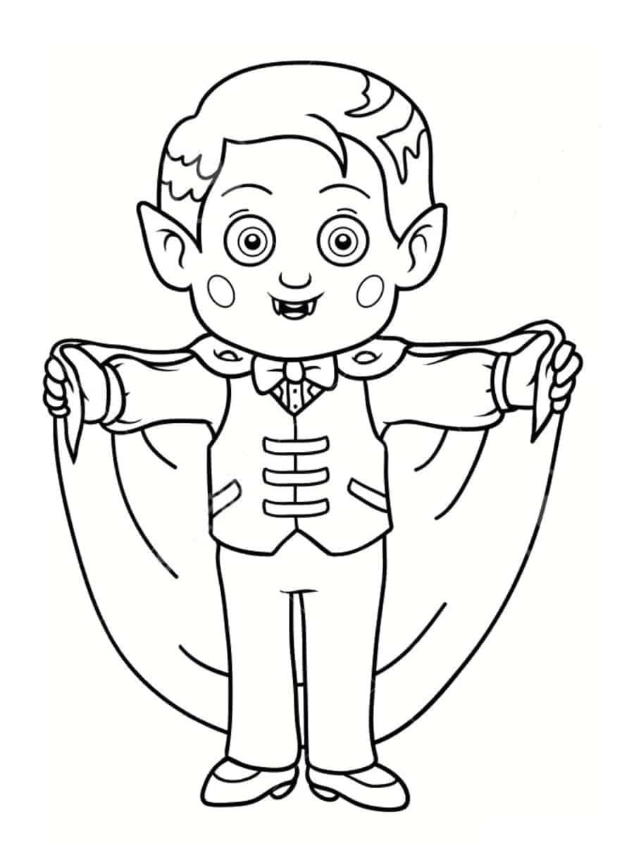 Desenho deUm Lindo Menino Vampiro para colorir