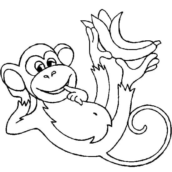 Desenho de Um Macaco com Uma Banana para colorir