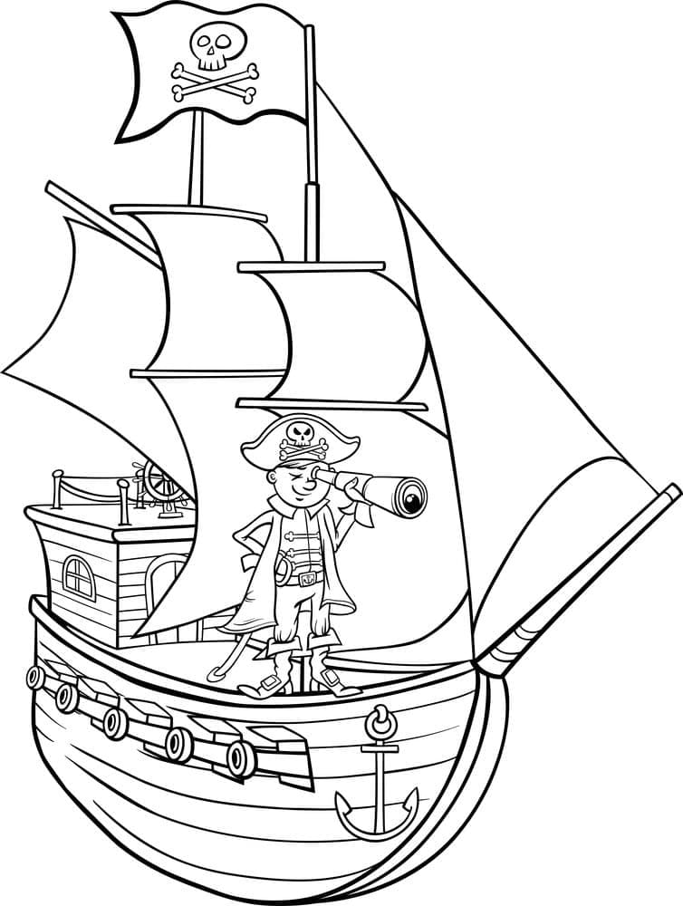 Desenho deUm Navio Pirata para colorir