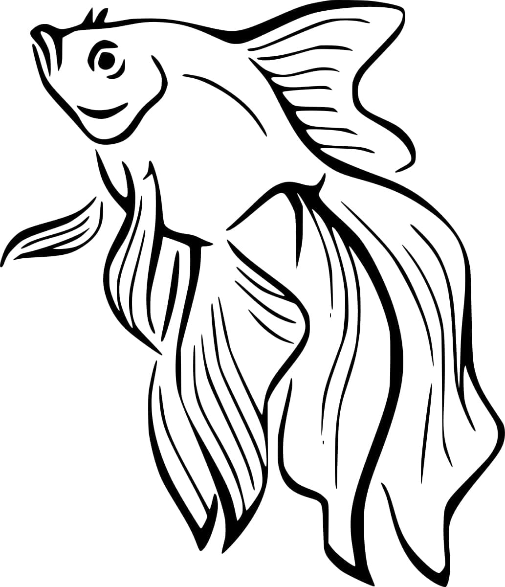 Desenho deUm Peixe Betta Nadador para colorir