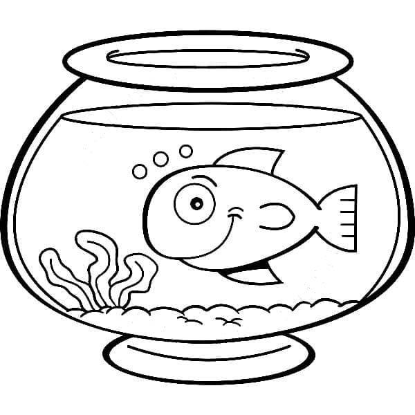 Desenho deUm Peixe no Aquário para colorir