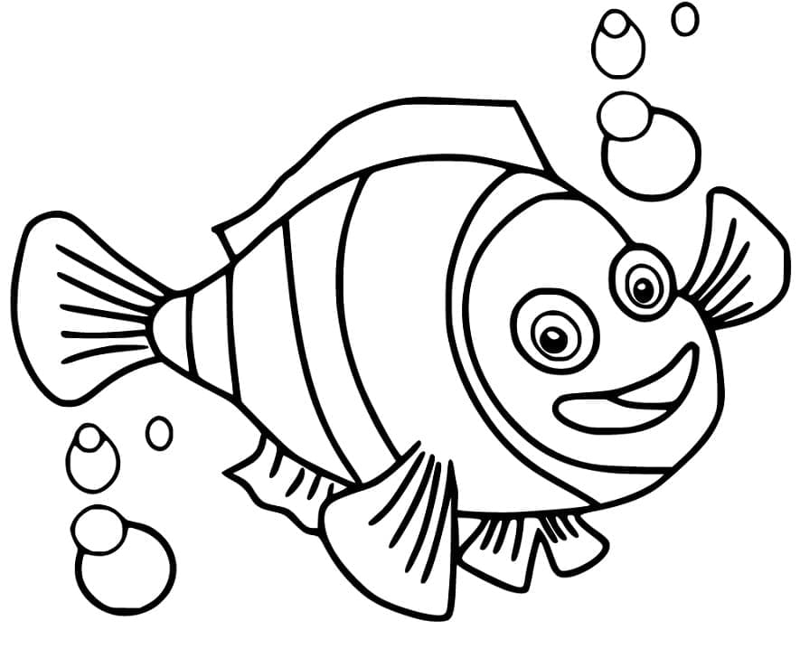 Desenho deUm Peixe-palhaço Feliz para colorir