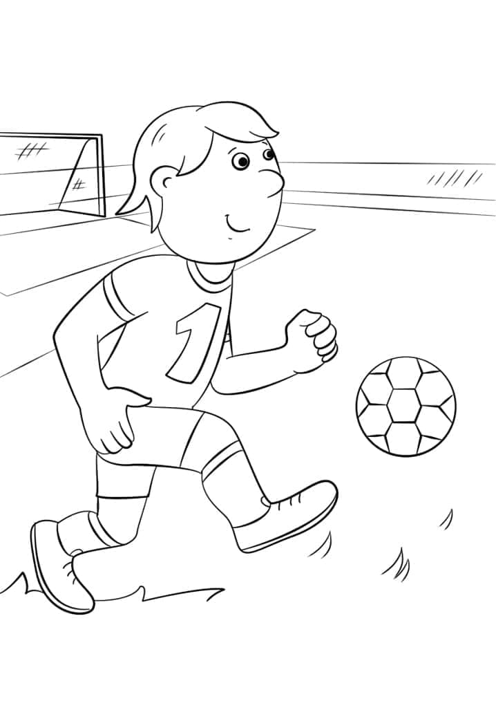 Desenho deUm Pequeno Jogador de Futebol para colorir