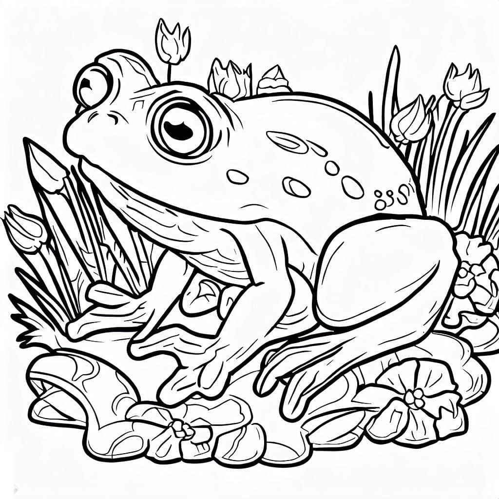 Desenho deUm Sapo no Jardim para colorir