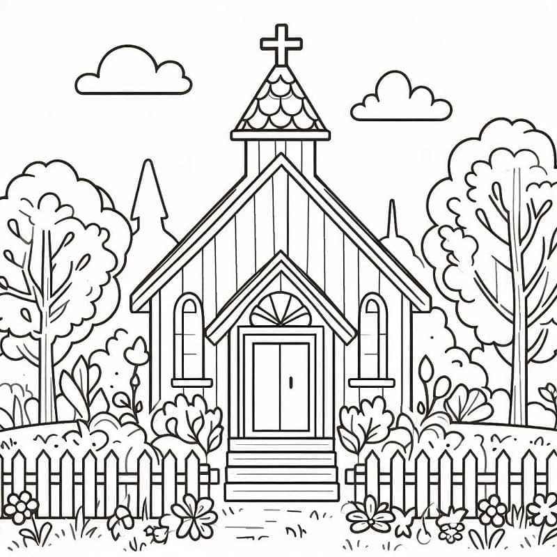 Desenho de Uma Bela Igreja para colorir