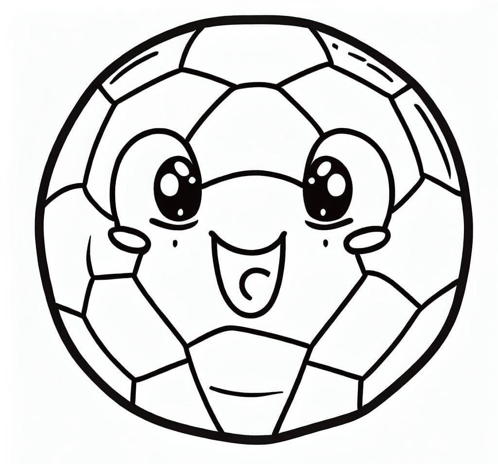 Desenho deUma Bola de Futebol Fofa para colorir