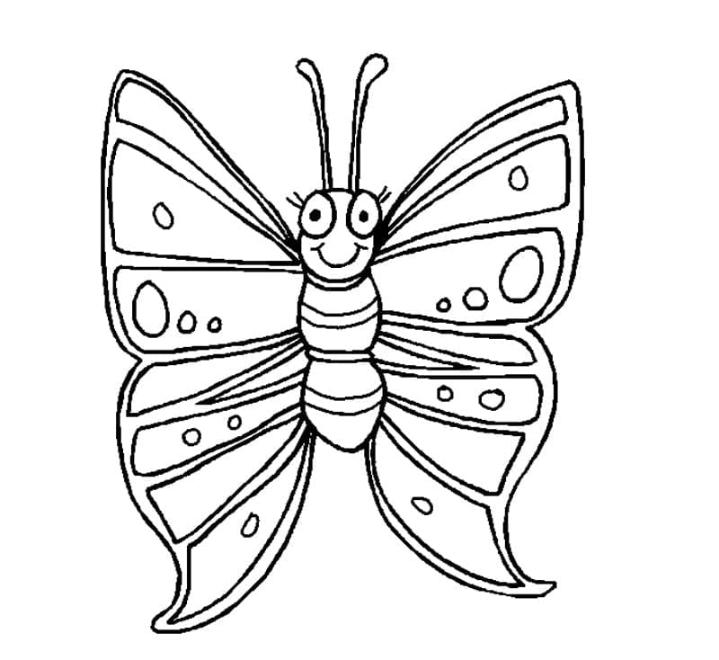 Desenho deUma Borboleta Sorridente para colorir