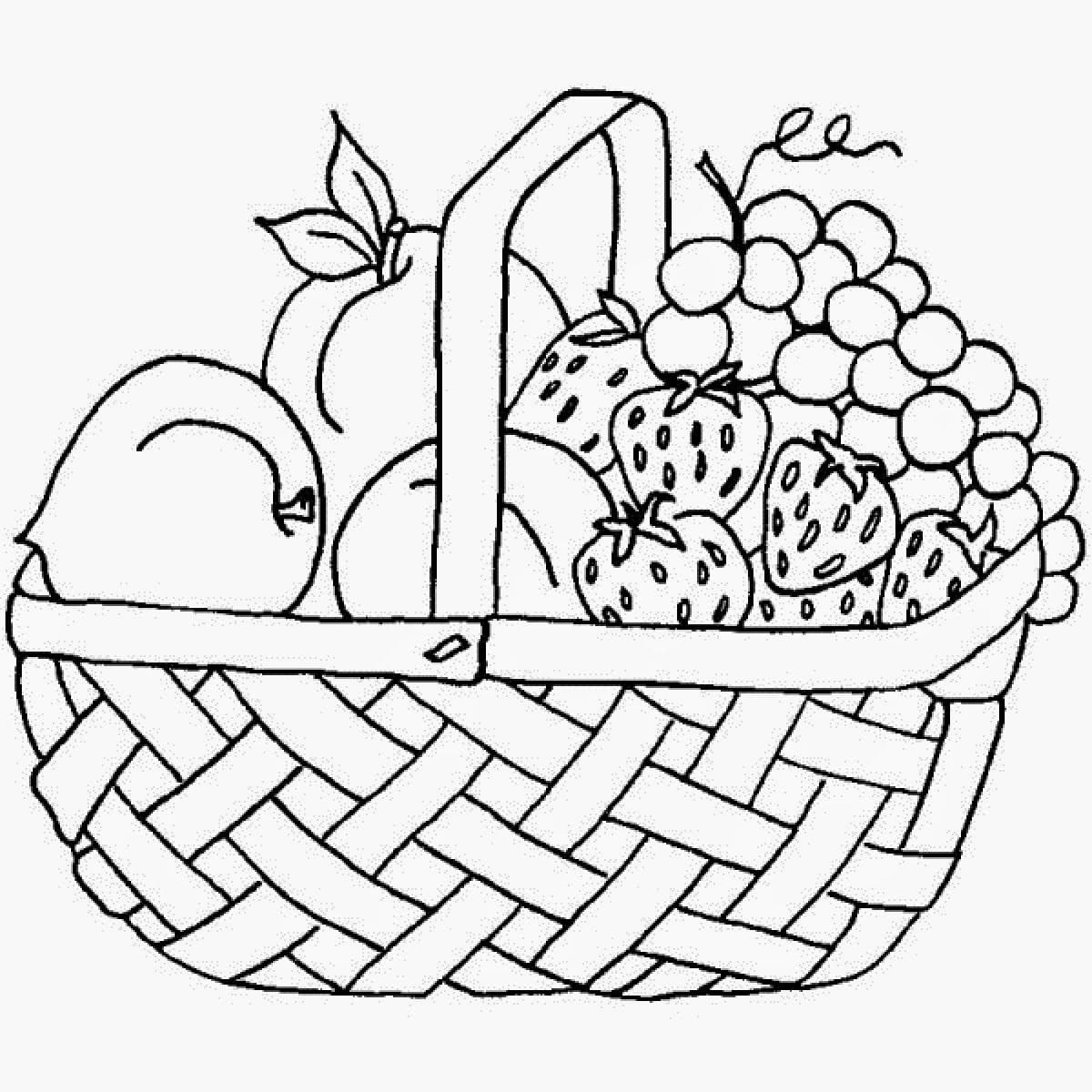 Desenho deUma Cesta com Frutas para colorir