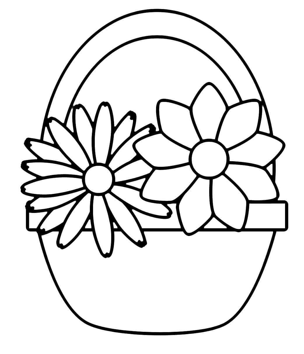 Desenhos de Cesta de Flores para colorir