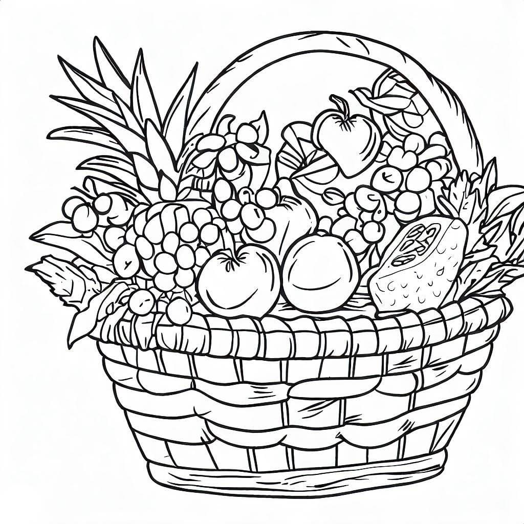 Desenho deUma Cesta de Frutas Frescas para colorir