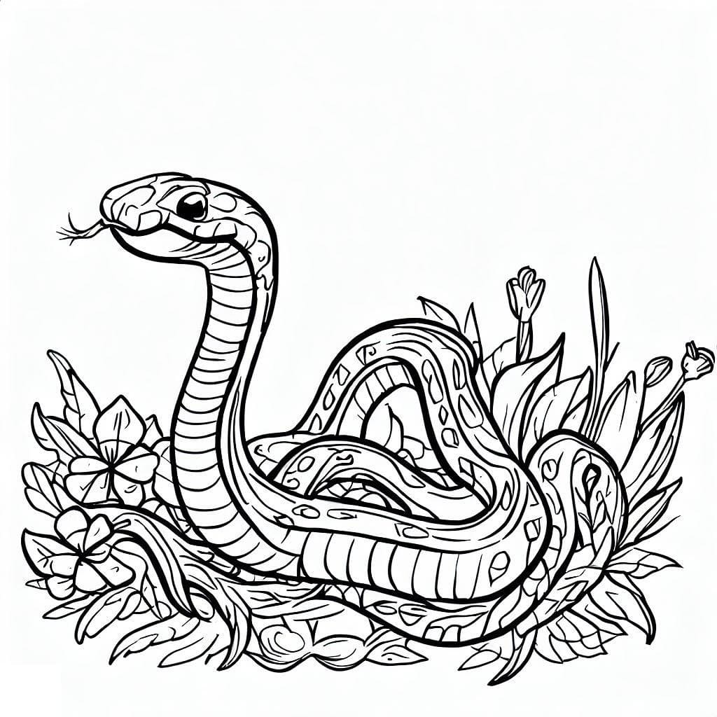 Desenho deUma Cobra no Jardim para colorir