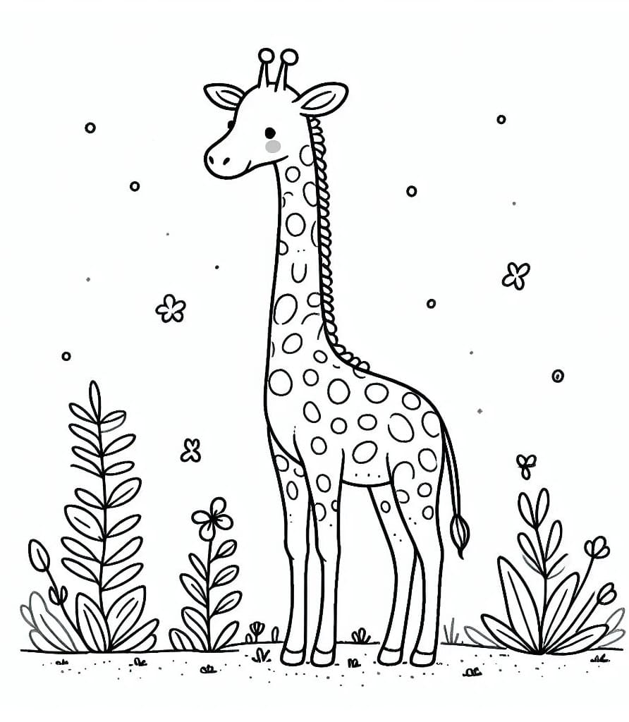 Desenho deUma Girafa Muito Fofa para colorir