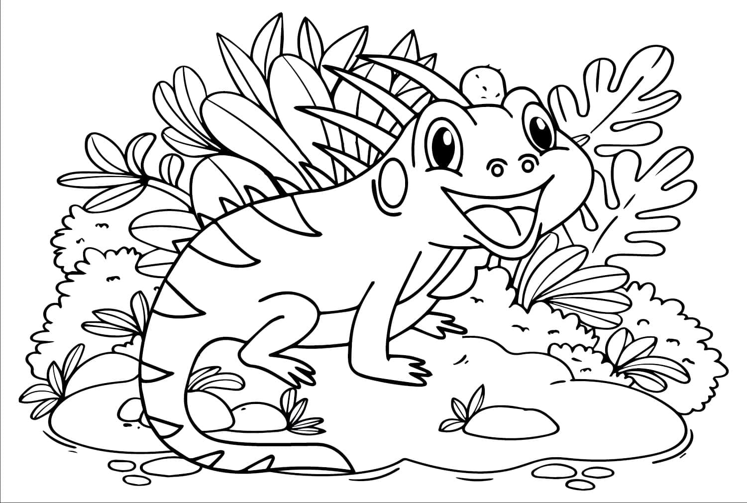 Desenho deUma Iguana Alegre para colorir