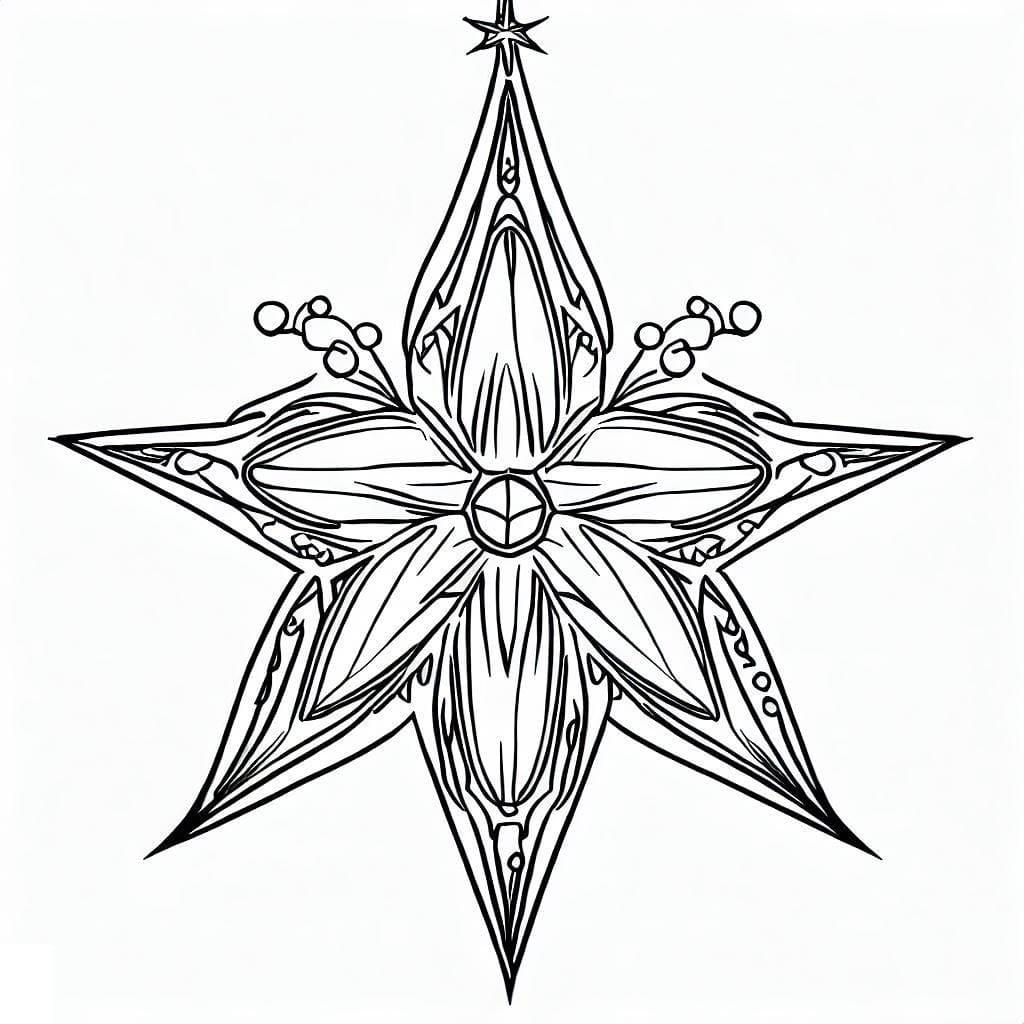 Desenho deUma Linda Estrela de Natal para colorir