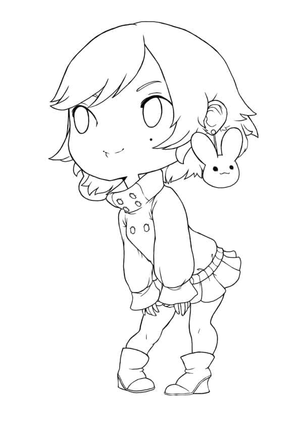 Desenho deUma Linda Garota Chibi para colorir