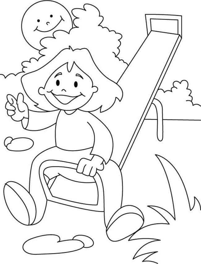 Desenho deUma Menina na Gangorra para colorir