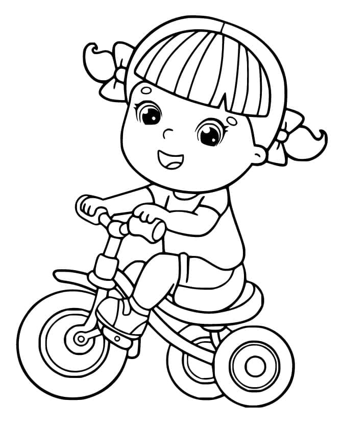 Desenho deUma Menina no Triciclo para colorir