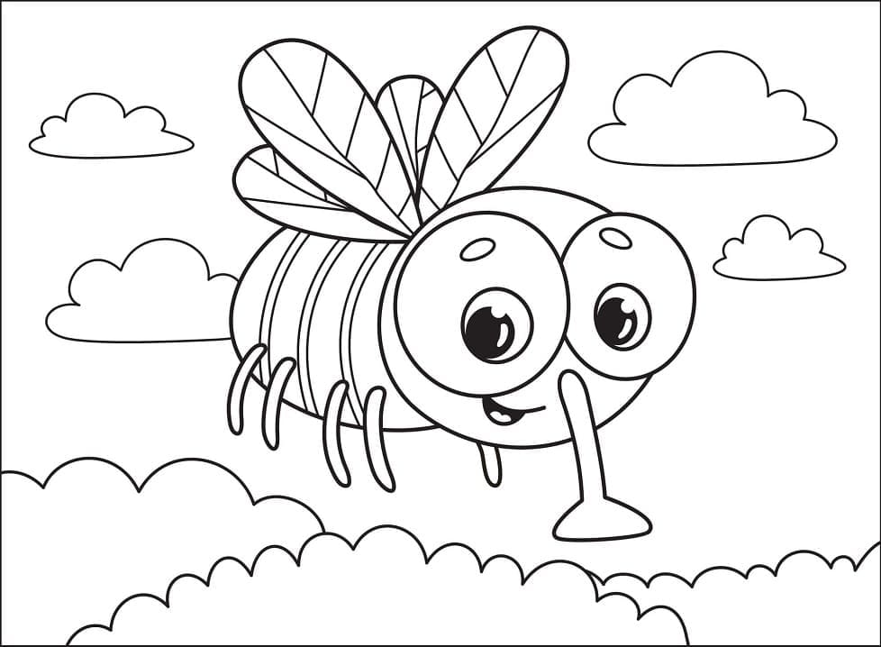 Desenho deUma Mosca Fofa para colorir