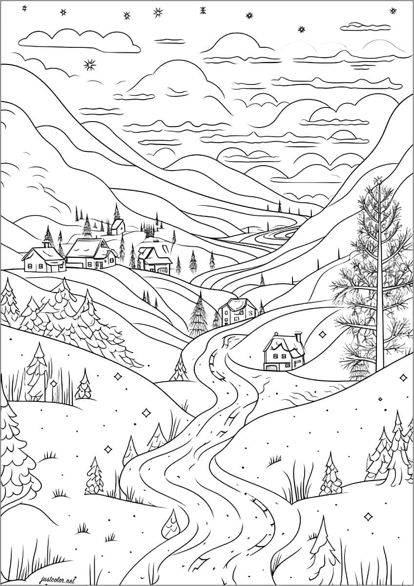 Desenho de Uma Paisagem Maravilhosa para colorir