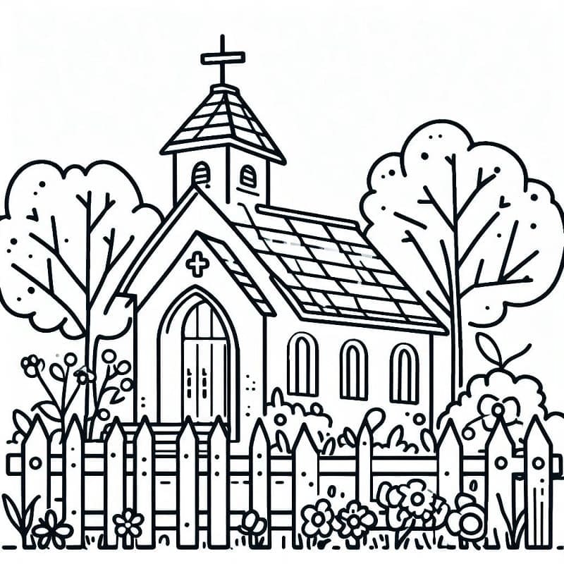 Desenho deUma Pequena Igreja para colorir