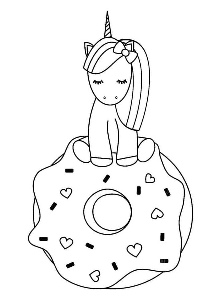 Desenho deUnicórnio e Donut para colorir