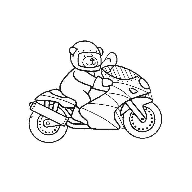 Desenho deUrso em uma Moto para colorir