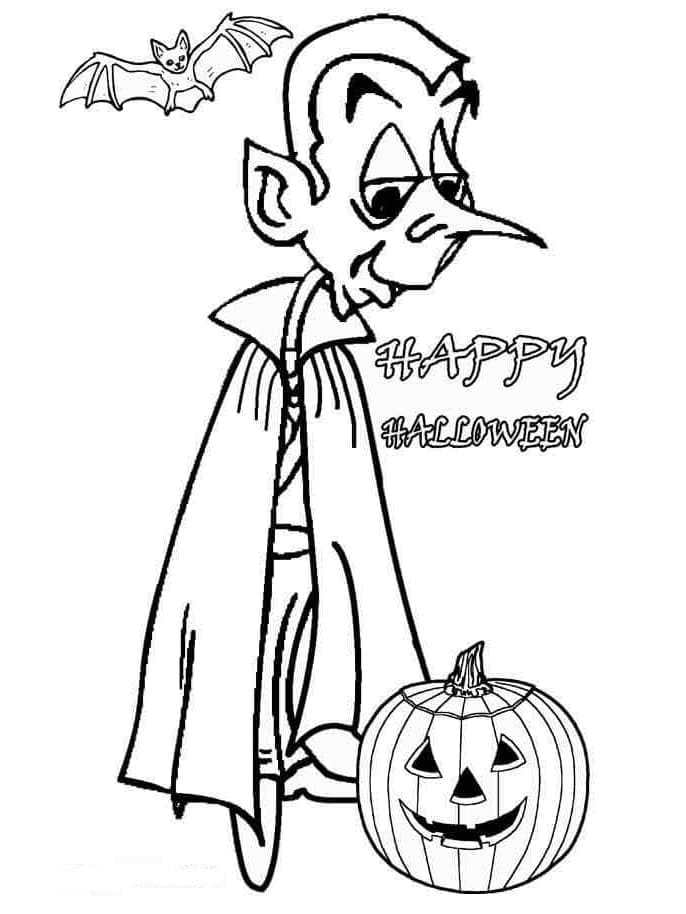 Desenho deVampiro de Halloween Engraçado para colorir