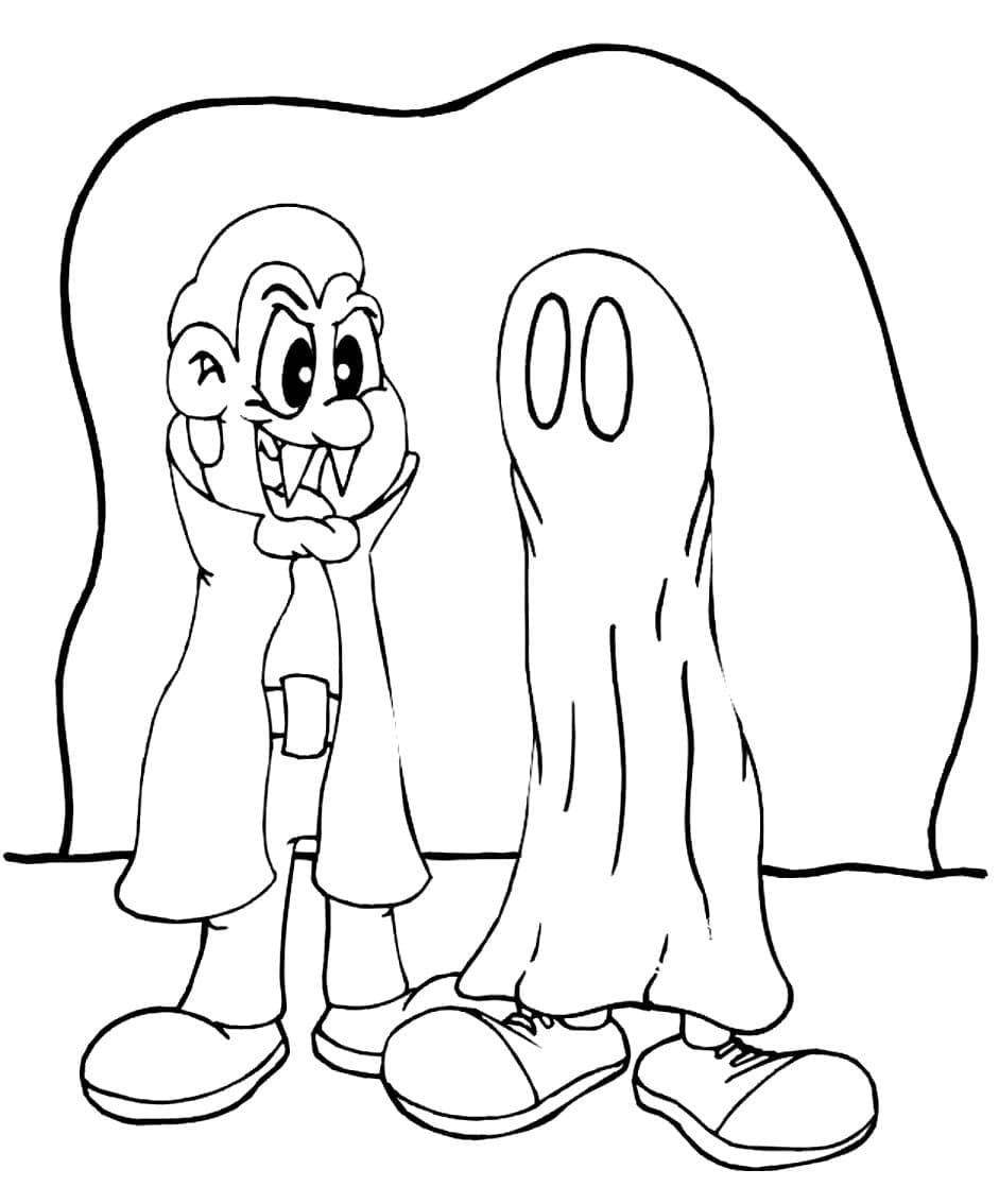 Desenho deVampiro e um Fantasma para colorir