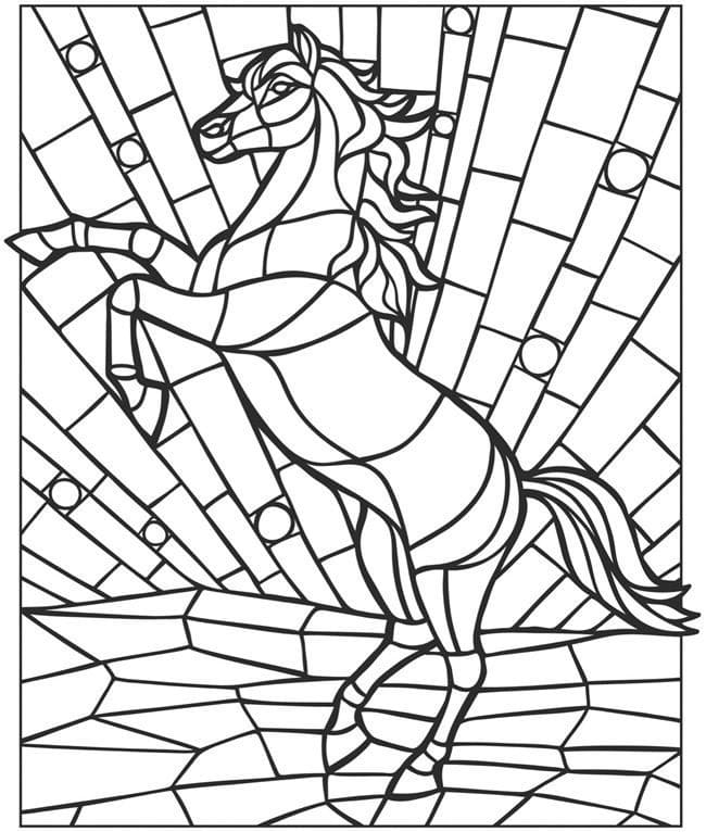 Desenho deVitral de Cavalo para colorir