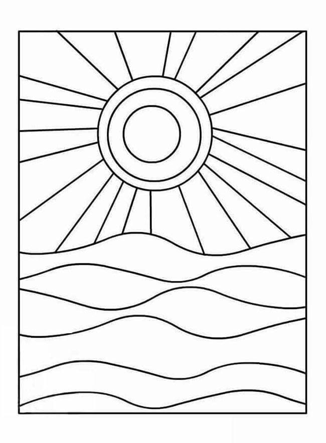 Desenho deVitral de Sol para colorir