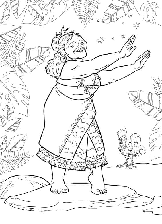 Desenho de Vovó Tala de Disney Moana para colorir