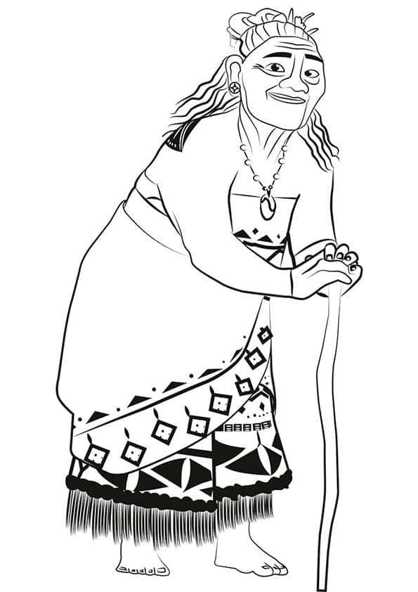 Desenho de Vovó Tala de Moana para colorir