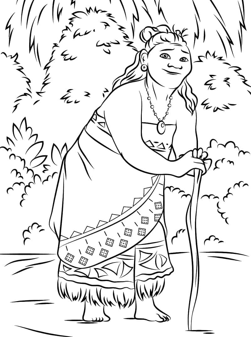 Desenho de Vovó Tala Disney Moana para colorir