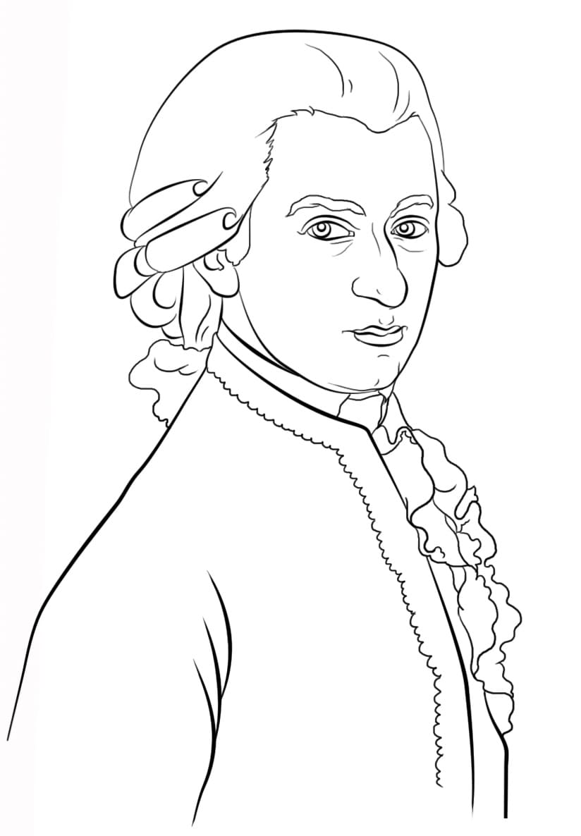 Desenho deWolfgang Amadeus Mozart para colorir