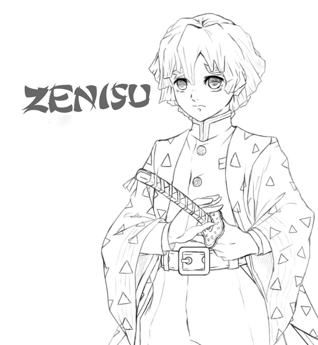 Desenho deZenitsu en Demon Slayer para colorir