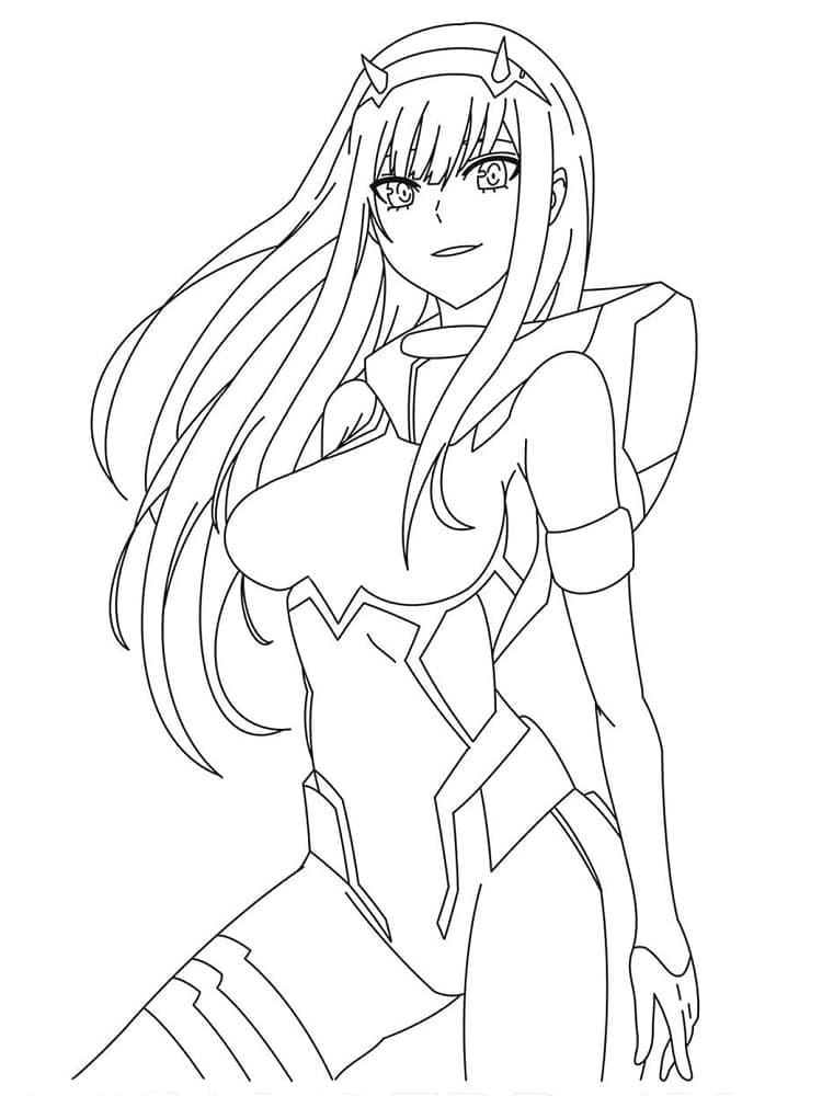 Desenho deZero Two de Anime Darling in the Franxx para colorir