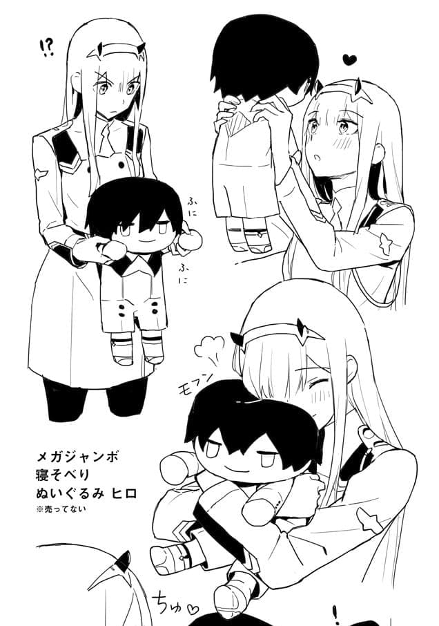 Desenho deZero Two e Brinquedo de Hiro para colorir